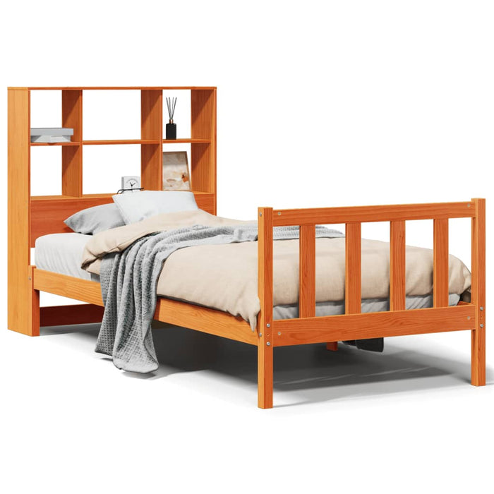 Pat bibliotecă fără saltea maro ceruit 75x190 cm lemn masiv pin WALTI