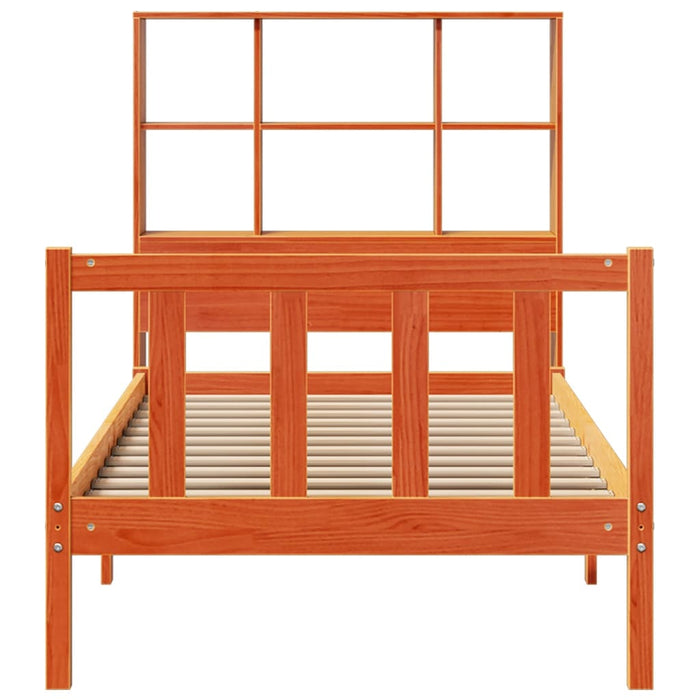 Pat bibliotecă fără saltea maro ceruit 75x190 cm lemn masiv pin WALTI