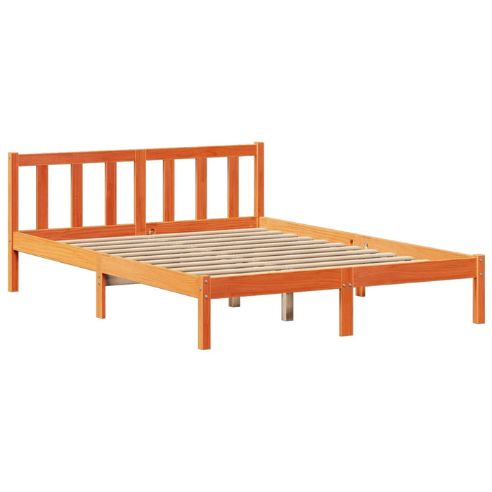 Pat cu bibliotecă fără saltea maro 150x200 cm lemn masiv de pin WALTI