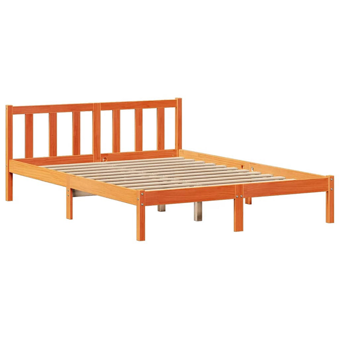 Pat cu bibliotecă fără saltea maro 160x200 cm lemn masiv de pin WALTI