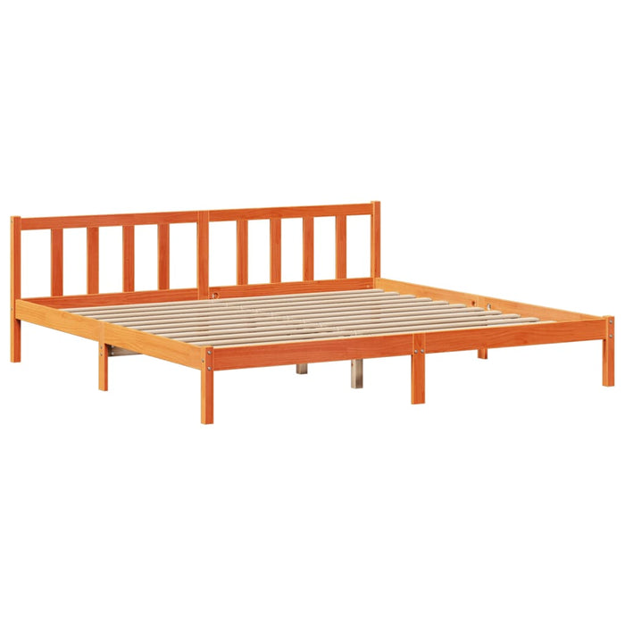 Pat cu bibliotecă fără saltea maro 180x200 cm lemn masiv de pin WALTI