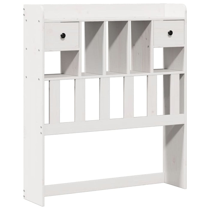 Pat cu bibliotecă fără saltea, alb, 90x190 cm, lemn masiv pin WALTI