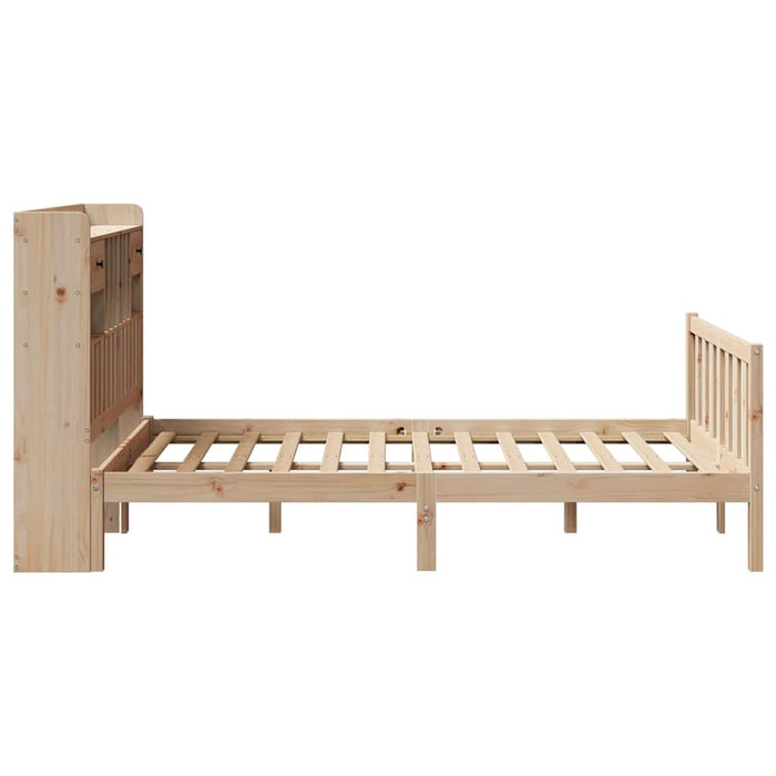 Pat cu bibliotecă fără saltea, 135x190 cm, lemn masiv de pin WALTI