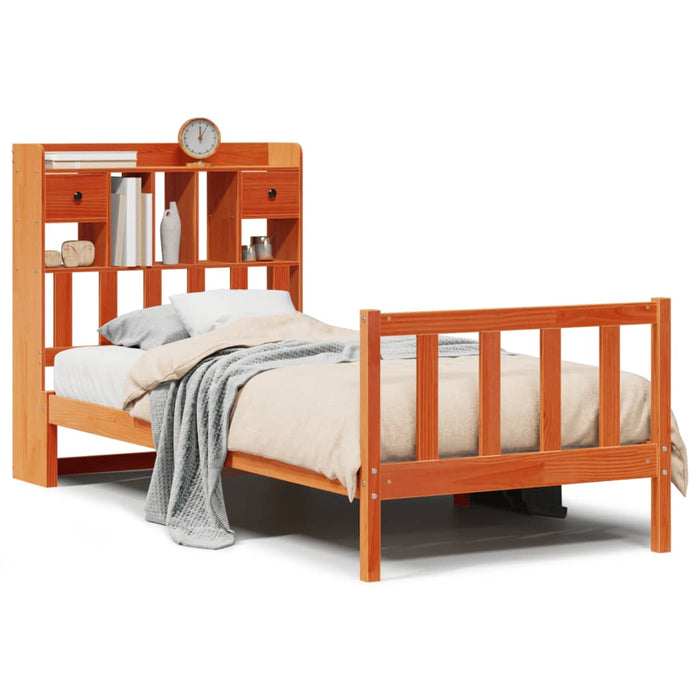 Pat bibliotecă fără saltea maro ceruit 75x190 cm lemn masiv pin WALTI