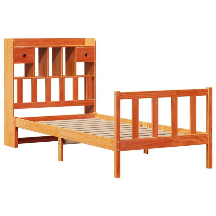 Pat bibliotecă fără saltea maro ceruit 75x190 cm lemn masiv pin WALTI