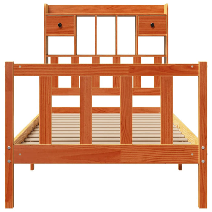 Pat bibliotecă fără saltea maro ceruit 75x190 cm lemn masiv pin WALTI