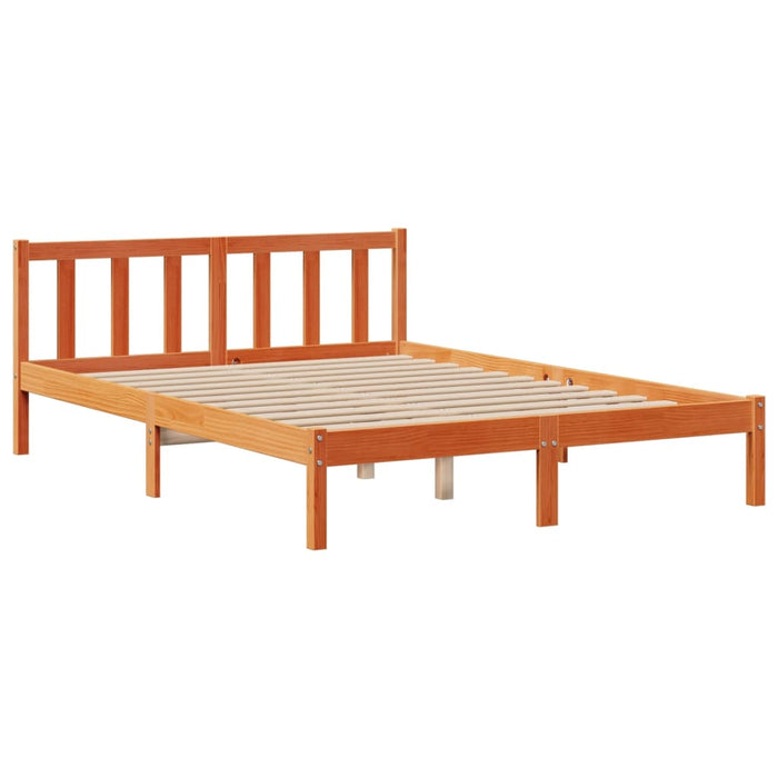 Pat cu bibliotecă fără saltea maro 150x200 cm lemn masiv de pin WALTI