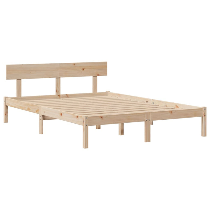 Pat cu bibliotecă fără saltea, 140x190 cm, lemn masiv de pin WALTI