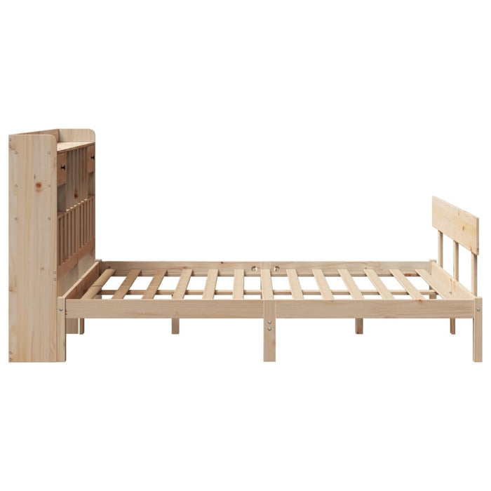 Pat cu bibliotecă fără saltea, 140x190 cm, lemn masiv de pin WALTI