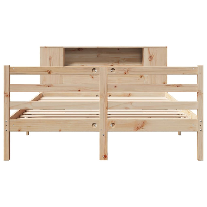 Pat cu bibliotecă fără saltea, 135x190 cm, lemn masiv de pin WALTI