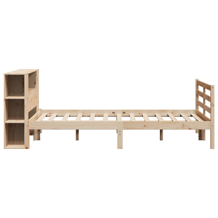 Pat cu bibliotecă fără saltea, 135x190 cm, lemn masiv de pin WALTI