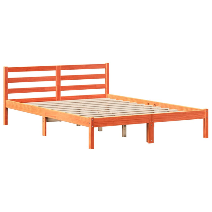 Pat cu bibliotecă fără saltea maro 140x200 cm lemn masiv de pin WALTI