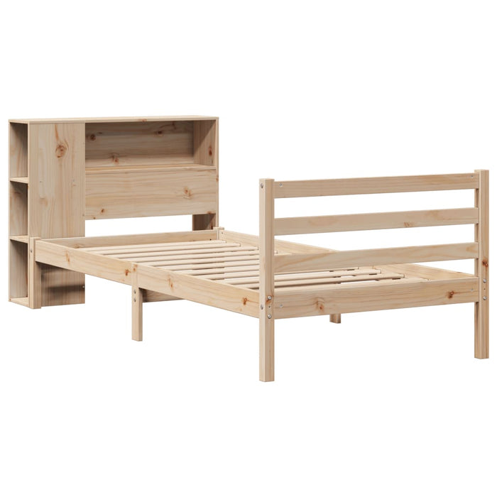 Pat cu bibliotecă fără saltea, 75x190 cm, lemn masiv de pin WALTI