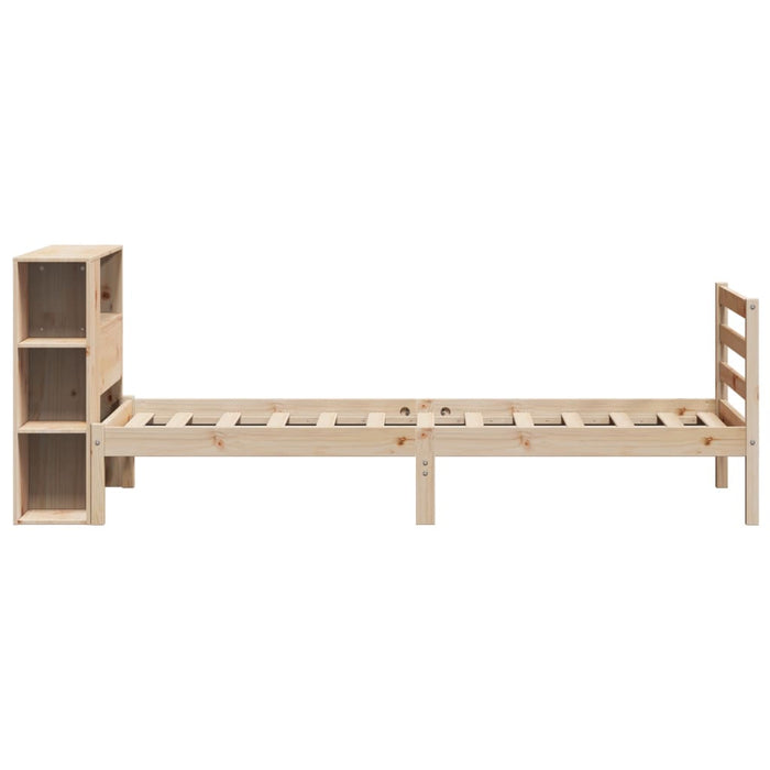 Pat cu bibliotecă fără saltea, 75x190 cm, lemn masiv de pin WALTI