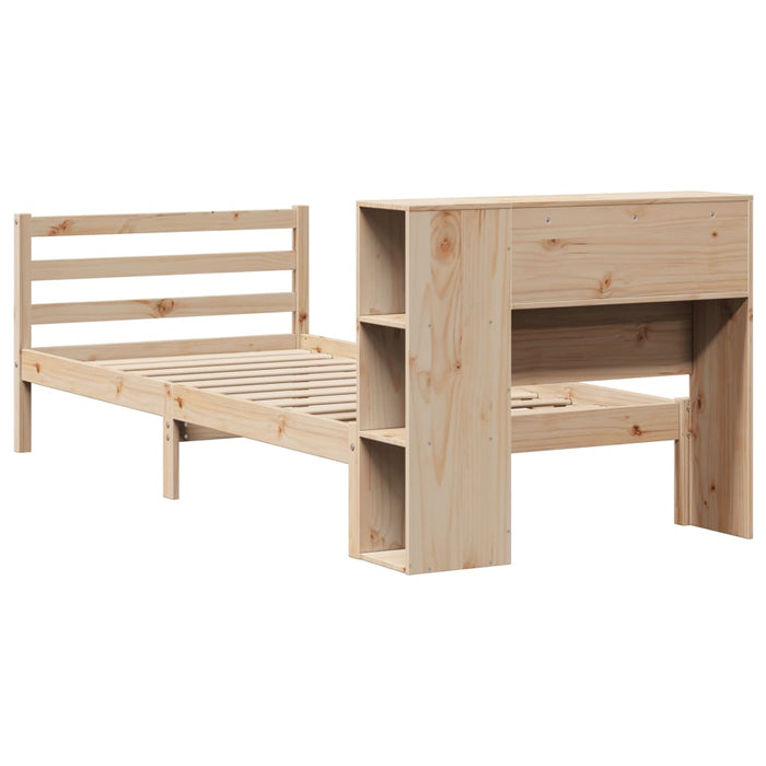 Pat cu bibliotecă fără saltea, 75x190 cm, lemn masiv de pin WALTI