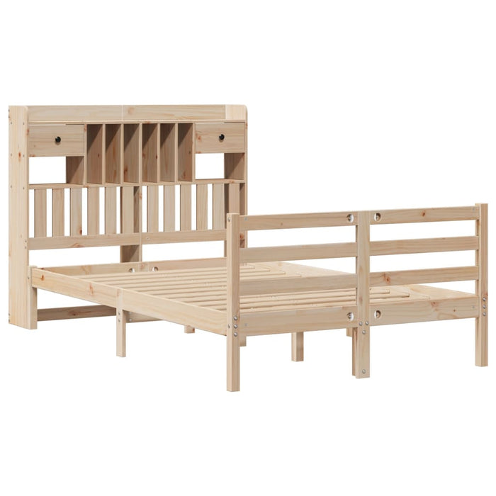 Pat cu bibliotecă fără saltea, 135x190 cm, lemn masiv de pin WALTI