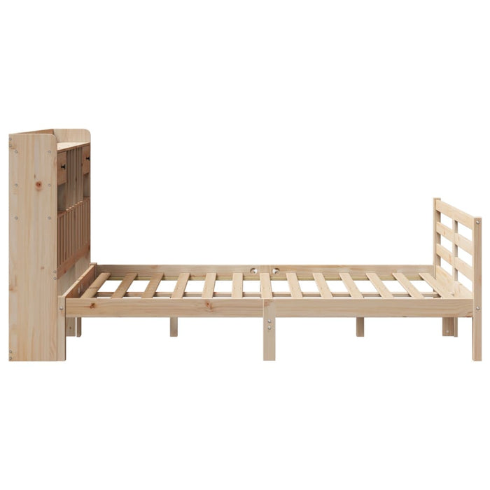 Pat cu bibliotecă fără saltea, 135x190 cm, lemn masiv de pin WALTI