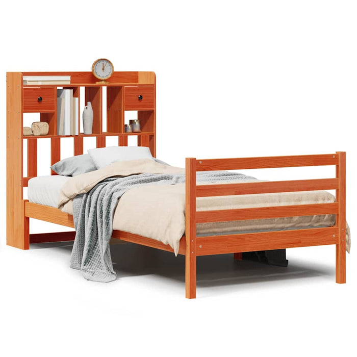 Pat bibliotecă fără saltea maro ceruit 75x190 cm lemn masiv pin - WALTI WALTI