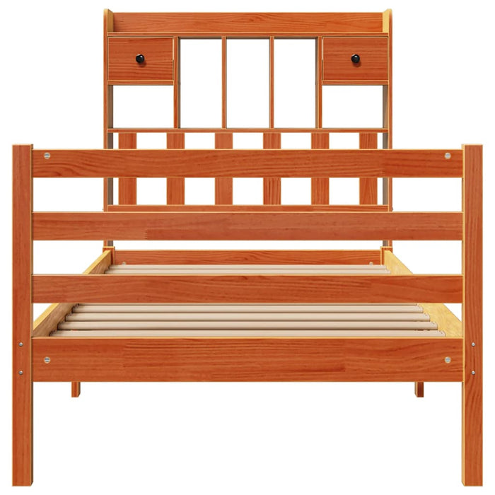 Pat bibliotecă fără saltea maro ceruit 75x190 cm lemn masiv pin - WALTI WALTI