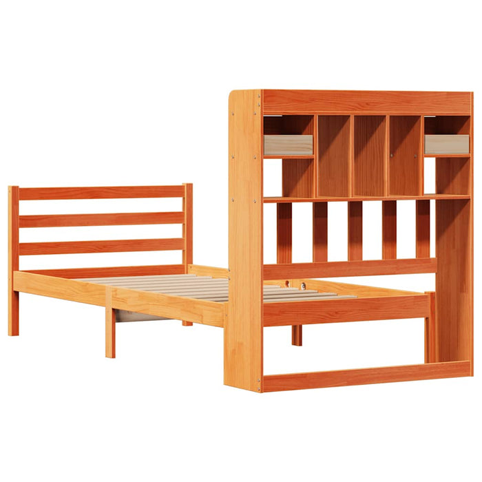 Pat bibliotecă fără saltea maro ceruit 75x190 cm lemn masiv pin - WALTI WALTI