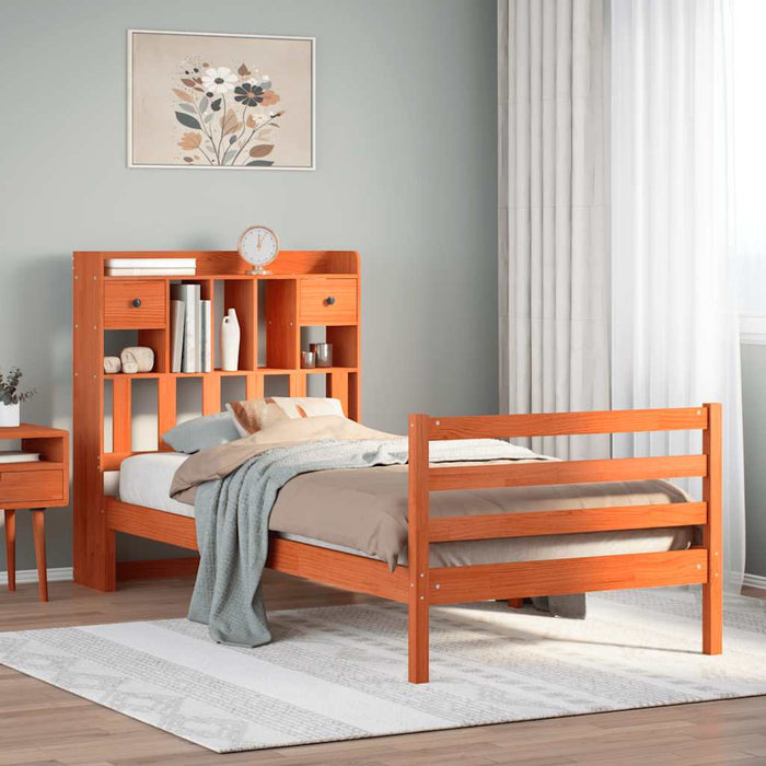 Pat bibliotecă fără saltea maro ceruit 75x190 cm lemn masiv pin - WALTI WALTI
