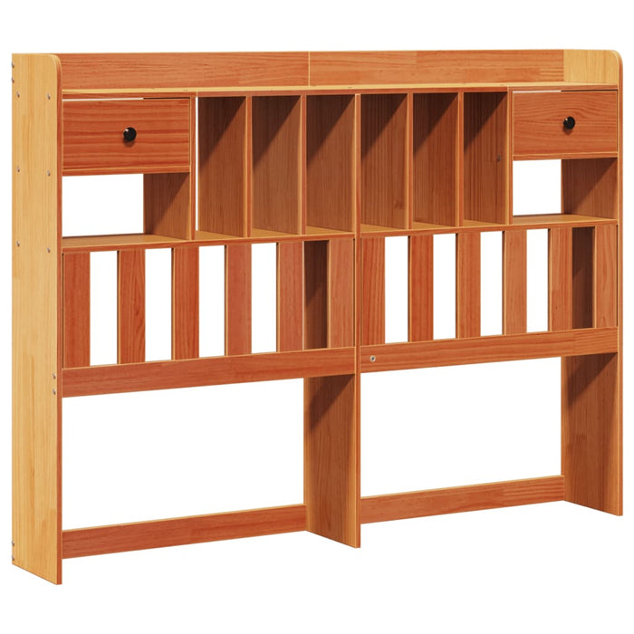 Pat cu bibliotecă fără saltea maro 160x200 cm lemn masiv de pin WALTI