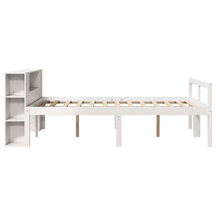 Pat cu bibliotecă fără saltea, alb, 120x190 cm, lemn masiv pin - WALTI WALTI