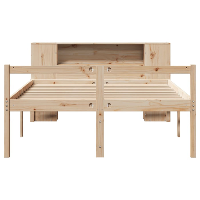 Pat cu bibliotecă fără saltea, 135x190 cm, lemn masiv de pin - WALTI WALTI