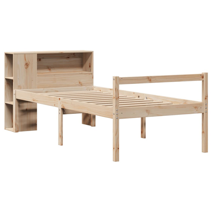 Pat cu bibliotecă fără saltea, 75x190 cm, lemn masiv de pin - WALTI WALTI