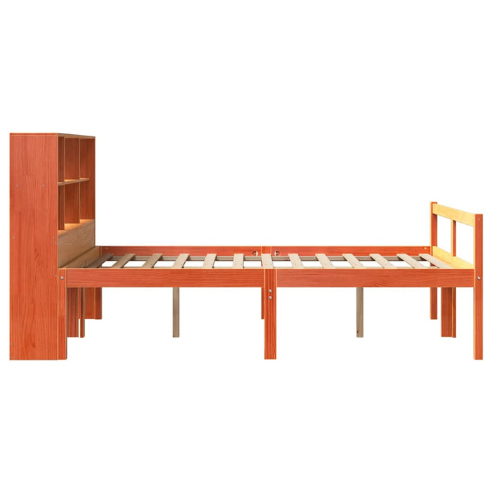 Pat cu bibliotecă fără saltea maro ceruit 140x200 cm lemn masiv - WALTI WALTI