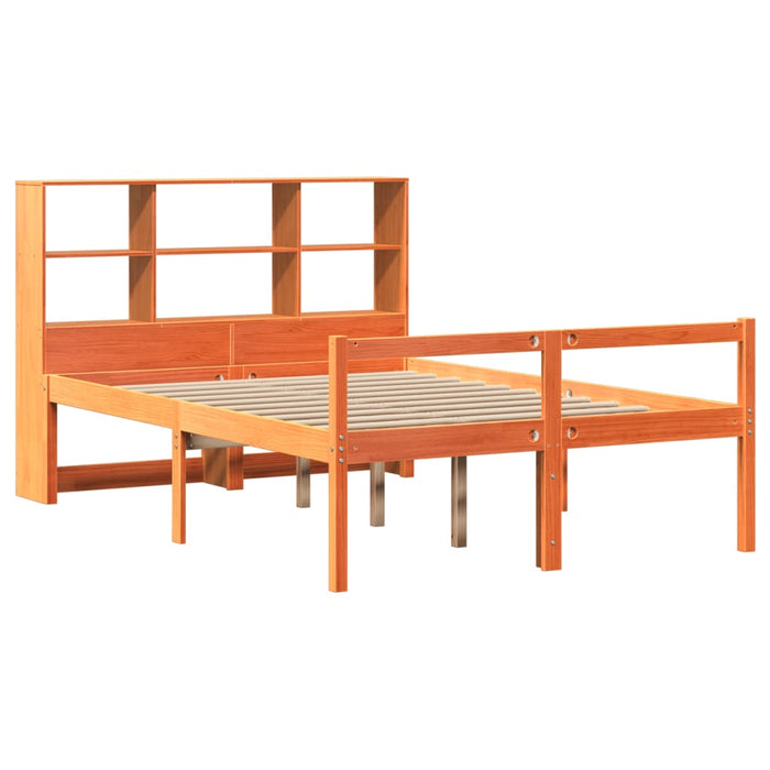 Pat cu bibliotecă fără saltea maro ceruit 160x200 cm lemn masiv - WALTI WALTI