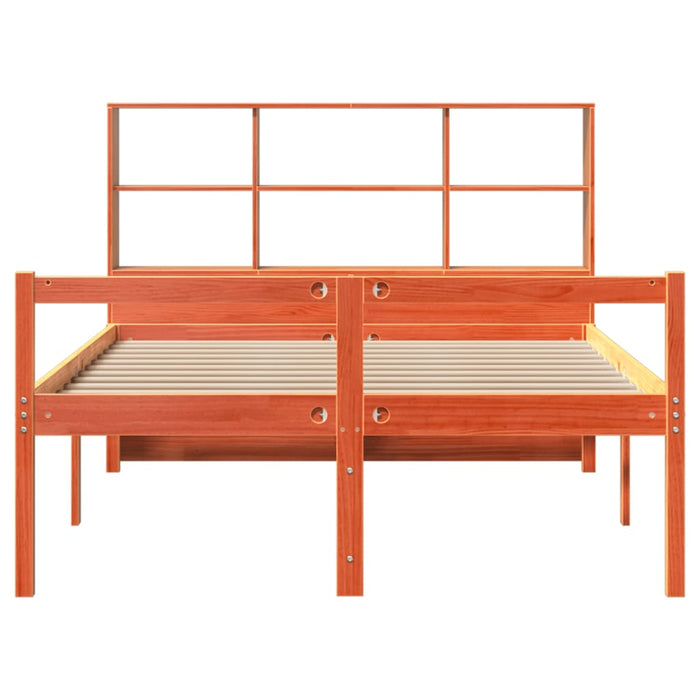Pat cu bibliotecă fără saltea maro ceruit 160x200 cm lemn masiv - WALTI WALTI