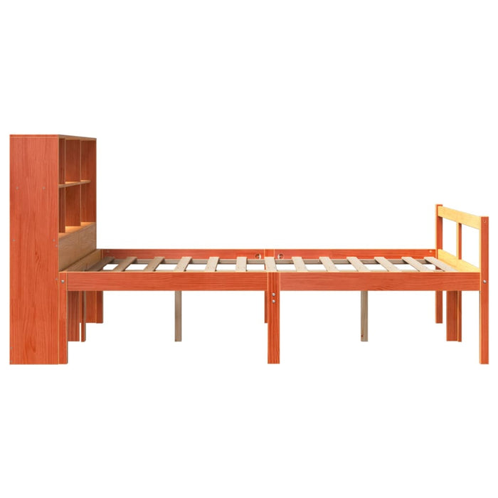 Pat cu bibliotecă fără saltea maro ceruit 160x200 cm lemn masiv - WALTI WALTI