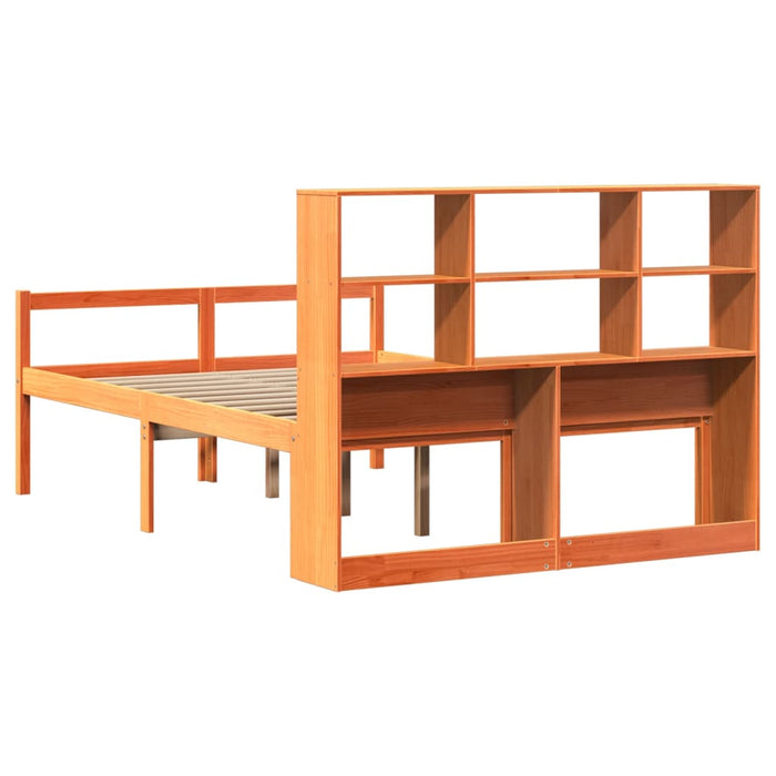 Pat cu bibliotecă fără saltea maro ceruit 160x200 cm lemn masiv - WALTI WALTI