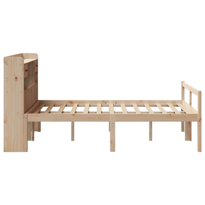Pat cu bibliotecă fără saltea, 135x190 cm, lemn masiv de pin - WALTI WALTI