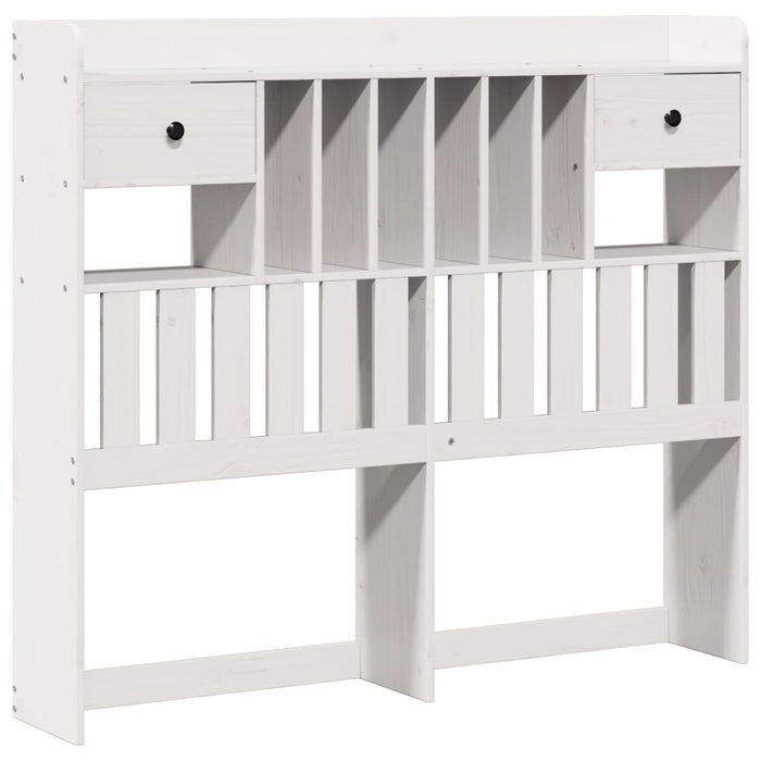 Pat cu bibliotecă fără saltea, alb, 135x190 cm, lemn masiv pin - WALTI WALTI
