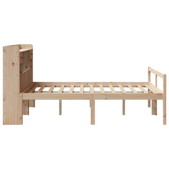 Pat cu bibliotecă fără saltea, 140x190 cm, lemn masiv de pin - WALTI WALTI