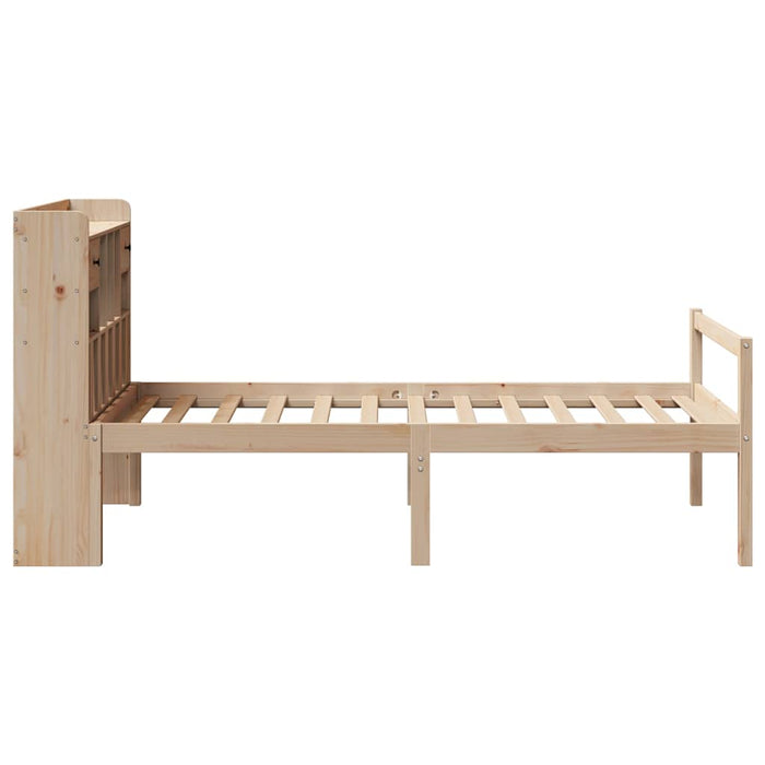 Pat cu bibliotecă fără saltea, 90x200 cm, lemn masiv pin - WALTI WALTI