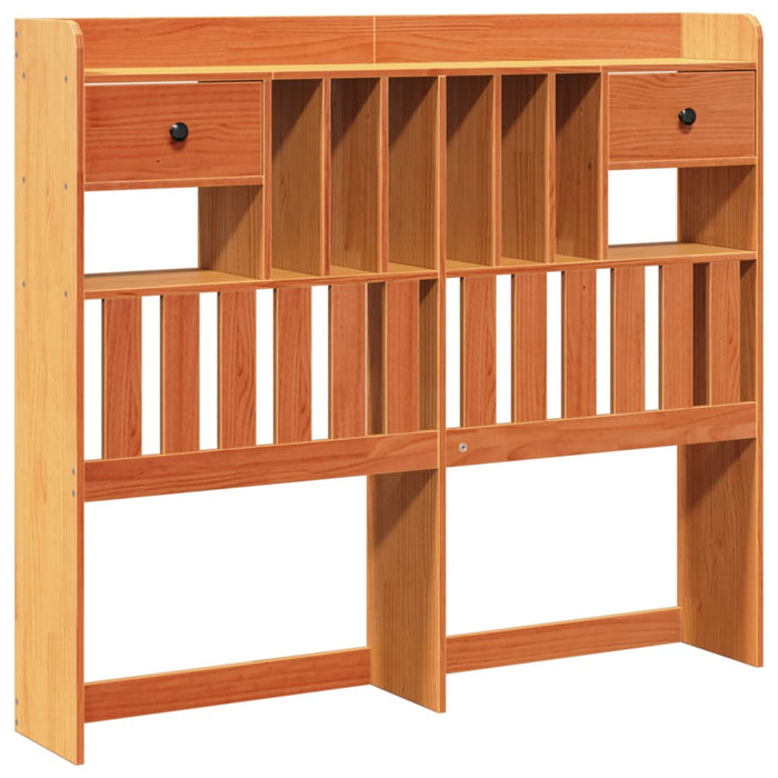 Pat cu bibliotecă fără saltea maro 150x200 cm lemn masiv de pin - WALTI WALTI