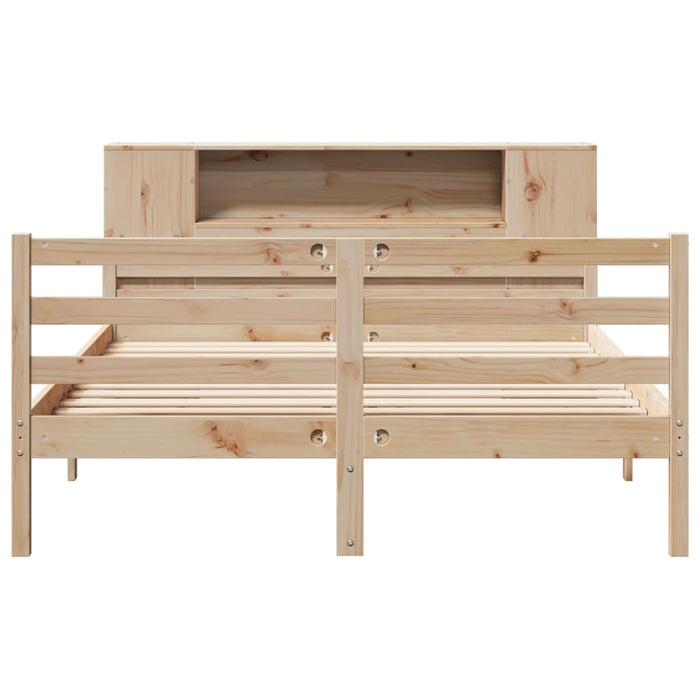 Pat cu bibliotecă fără saltea, 135x190 cm, lemn masiv de pin - WALTI WALTI