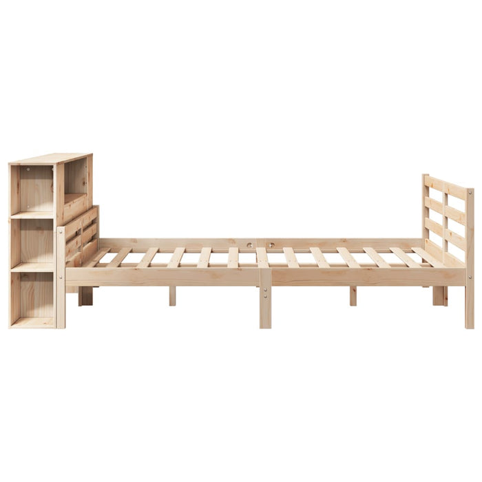 Pat cu bibliotecă fără saltea, 135x190 cm, lemn masiv de pin - WALTI WALTI