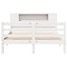 Pat cu bibliotecă fără saltea, alb, 135x190 cm, lemn masiv pin - WALTI WALTI