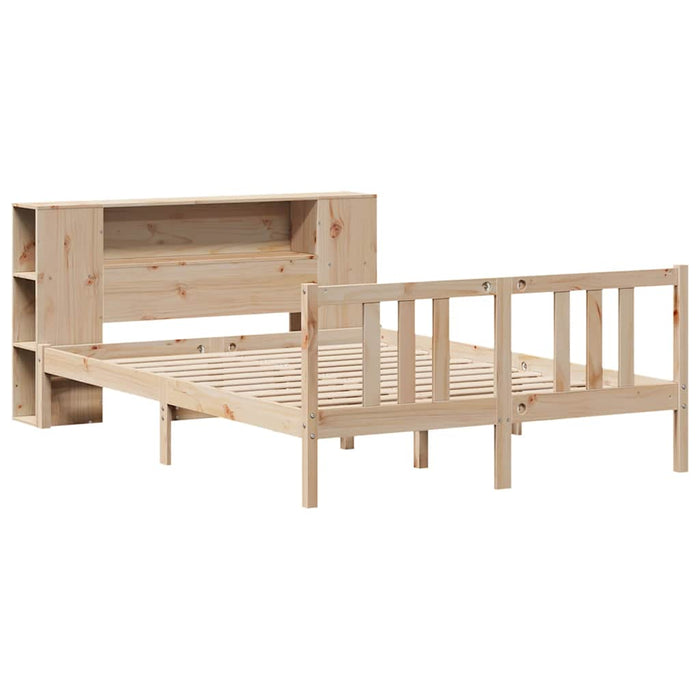 Pat cu bibliotecă fără saltea, 135x190 cm, lemn masiv de pin WALTI