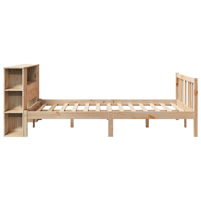 Pat cu bibliotecă fără saltea, 135x190 cm, lemn masiv de pin WALTI