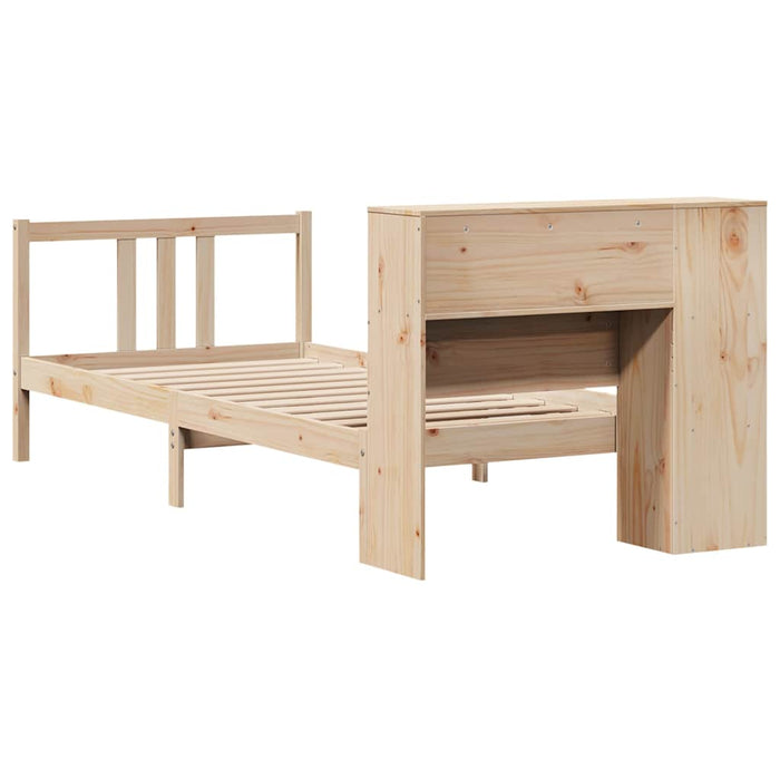 Pat cu bibliotecă fără saltea, 75x190 cm, lemn masiv de pin - WALTI WALTI