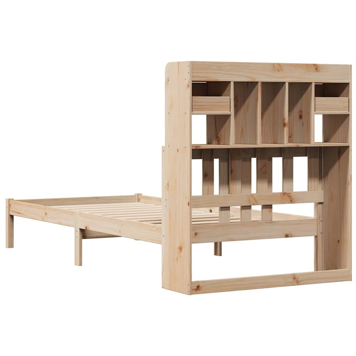 Pat cu bibliotecă fără saltea, 75x190 cm, lemn masiv de pin - WALTI WALTI