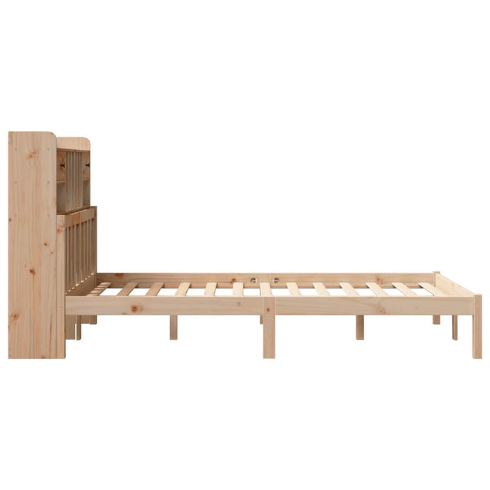 Pat cu bibliotecă fără saltea, 135x190 cm, lemn masiv de pin WALTI