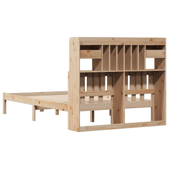 Pat cu bibliotecă fără saltea, 135x190 cm, lemn masiv de pin WALTI