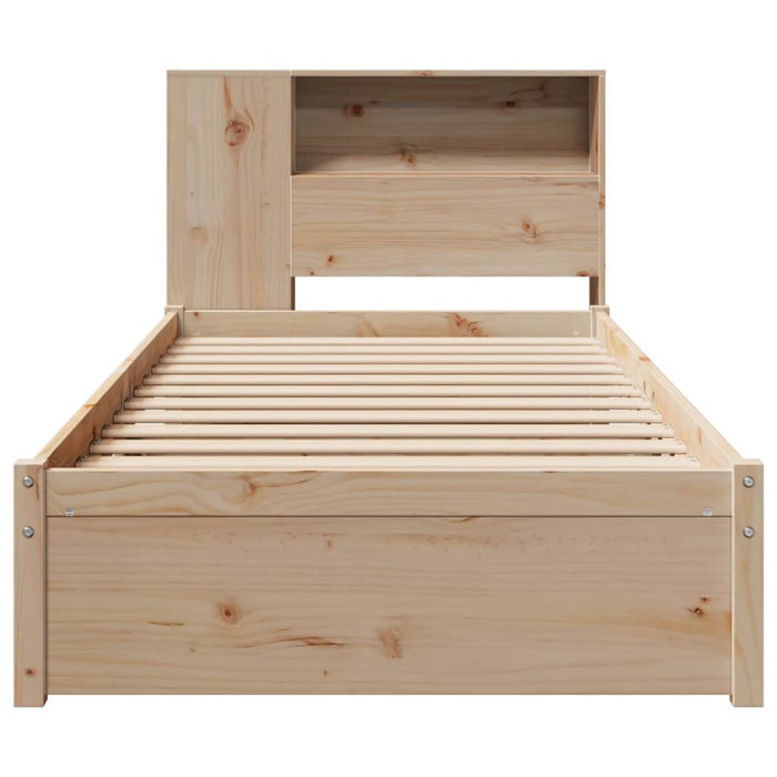 Pat cu bibliotecă fără saltea, 75x190 cm, lemn masiv de pin - WALTI WALTI