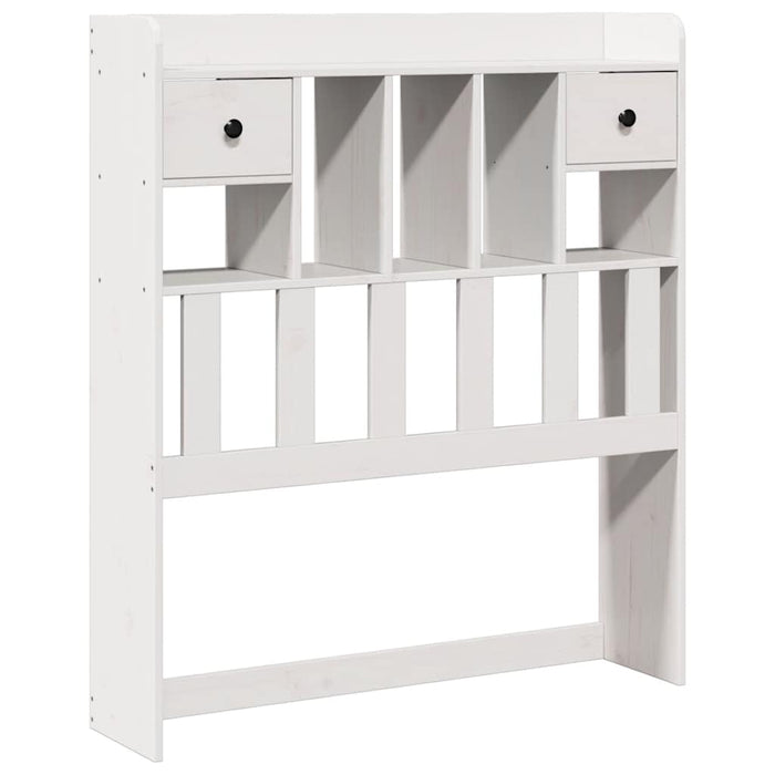 Pat cu bibliotecă fără saltea, alb, 75x190 cm, lemn masiv pin - WALTI WALTI